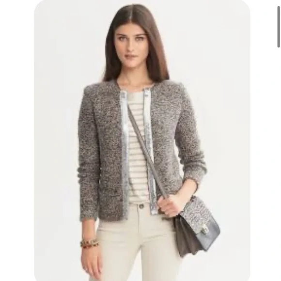 Banana Republic Mohair Blend Sequin-Trim Sweater Jacket - Size M - Picture 6 of 6